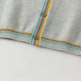 Dave&Bella Toddler Boys Grey Letter Jacquard Cozy Comfortable Cotton Cardigans