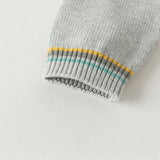 Dave&Bella Toddler Boys Grey Letter Jacquard Cozy Comfortable Cotton Cardigans