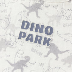 Dave&Bella Toddler Boys White Cute Dinosaur Print Cozy Soft Cotton T-shirts