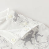 Dave&Bella Toddler Boys White Cute Dinosaur Print Cozy Soft Cotton T-shirts