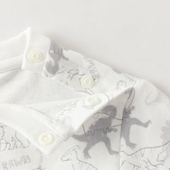 Dave&Bella Toddler Boys White Cute Dinosaur Print Cozy Soft Cotton T-shirts