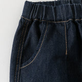 Dave&Bella Toddler Boys Denim Blue Simple Versatile Daily Soft Jeans