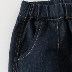 Dave&Bella Toddler Boys Denim Blue Simple Versatile Daily Soft Jeans