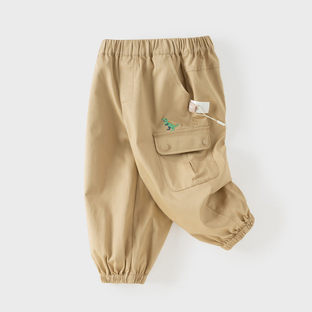 Dave&Bella Toddler Boys Khaki/NavyNavy Simple Versatile Drawstring Pants