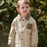 Dave&Bella Kid Boys Khaki Cotton Comfortable Versatile Lapel Coats