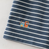 Dave&Bella Toddler Boys Navy/Brown Striped Cotton Casual Long Sleeve T-shirt