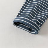 Dave&Bella Toddler Boys Navy/Brown Striped Cotton Casual Long Sleeve T-shirt