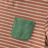 Dave&Bella Toddler Boys Navy/Brown Striped Cotton Casual Long Sleeve T-shirt