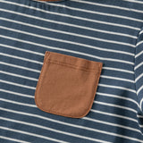 Dave&Bella Toddler Boys Navy/Brown Striped Cotton Casual Long Sleeve T-shirt