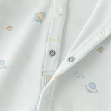 Dave&Bella Baby Girls/Boys Beige/Blue Cute Print Long Sleeve Breathable Rompers