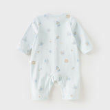 Dave&Bella Baby Girls/Boys Beige/Blue Cute Print Long Sleeve Breathable Rompers