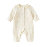 Dave&Bella Baby Girls/Boys Beige/Blue Cute Print Long Sleeve Breathable Rompers