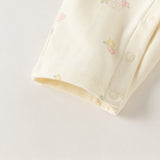 Dave&Bella Baby Girls/Boys Beige/Blue Cute Print Long Sleeve Breathable Rompers