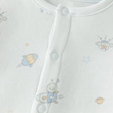 Dave&Bella Baby Girls/Boys Beige/Blue Cute Print Long Sleeve Breathable Rompers