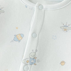 Dave&Bella Baby Girls/Boys Beige/Blue Cute Print Long Sleeve Breathable Rompers