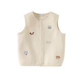 Dave&Bella Toddler Girls Khaki/Pink Cute Print Warm Outwear Cozy Cotton Vests