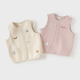 Dave&Bella Toddler Girls Khaki/Pink Cute Print Warm Outwear Cozy Cotton Vests