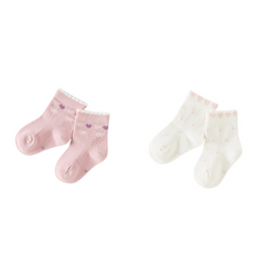 Dave&Bella Toddler Girls Love /Flower Group Cute Print Soft Casual Short Socks[Pack of 2]