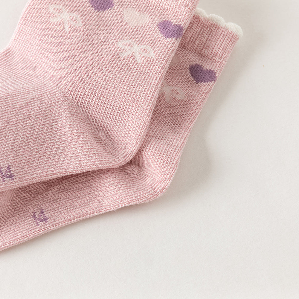 Dave&Bella Toddler Girls Love /Flower Group Cute Print Soft Casual Short Socks[Pack of 2]