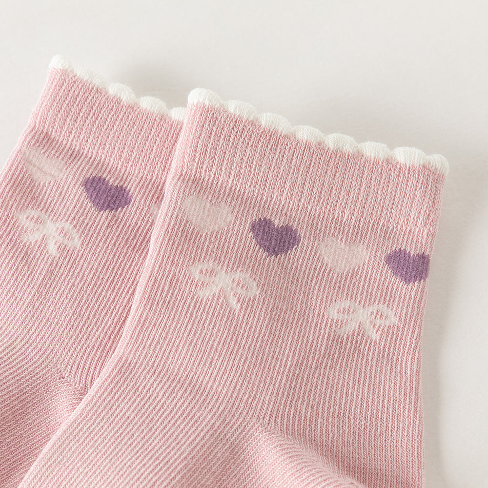 Dave&Bella Toddler Girls Love /Flower Group Cute Print Soft Casual Short Socks[Pack of 2]