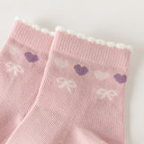 Dave&Bella Toddler Girls Love /Flower Group Cute Print Soft Casual Short Socks[Pack of 2]