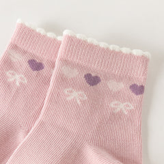 Dave&Bella Toddler Girls Love /Flower Group Cute Print Soft Casual Short Socks[Pack of 2]