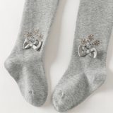 Dave&Bella Toddler Girls Grey Elegant Slim Stretchable Footed Lightweight Tights