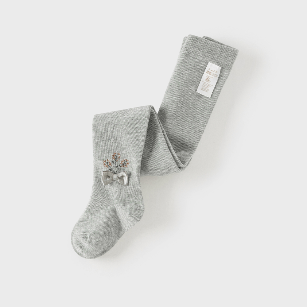 Dave&Bella Toddler Girls Grey Elegant Slim Stretchable Footed Lightweight Tights