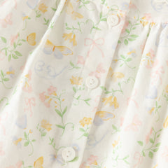 Dave&Bella Toddler Girls Beige Floral Print Cute Doll Collar Cotton Soft Shirts