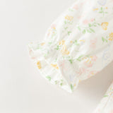 Dave&Bella Toddler Girls Beige Floral Print Cute Doll Collar Cotton Soft Shirts