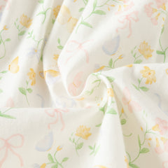Dave&Bella Toddler Girls Beige Floral Print Cute Doll Collar Cotton Soft Shirts