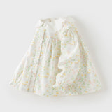 Dave&Bella Toddler Girls Beige Floral Print Cute Doll Collar Cotton Soft Shirts