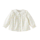 Dave&Bella Toddler Girls Beige Floral Print Cute Doll Collar Cotton Soft Shirts