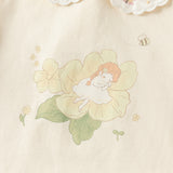 Dave&Bella Toddler Girls White/Yellow Doll Collar Cute Print Comfortable Casual T-shirts