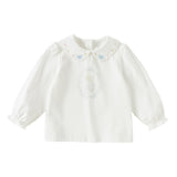 Dave&Bella Toddler Girls White/Yellow Doll Collar Cute Print Comfortable Casual T-shirts