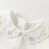 Dave&Bella Toddler Girls White/Yellow Doll Collar Cute Print Comfortable Casual T-shirts