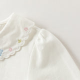 Dave&Bella Toddler Girls White/Yellow Doll Collar Cute Print Comfortable Casual T-shirts