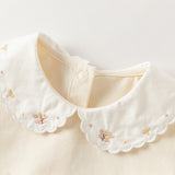 Dave&Bella Toddler Girls White/Yellow Doll Collar Cute Print Comfortable Casual T-shirts