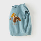 Dave&Bella Toddler Girls/Boys Pink/Blue Cute Rabbit/Dog Print Knitted Vests