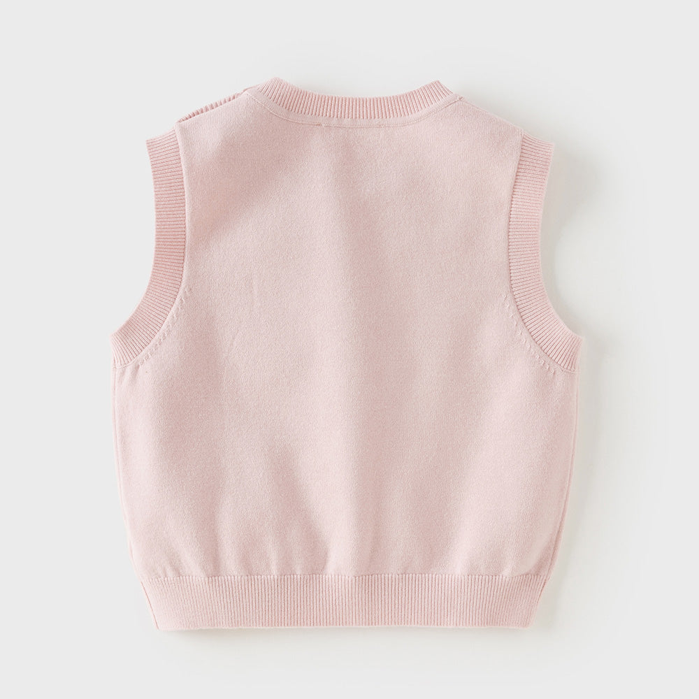 Dave&Bella Toddler Girls/Boys Pink/Blue Cute Rabbit/Dog Print Knitted Vests