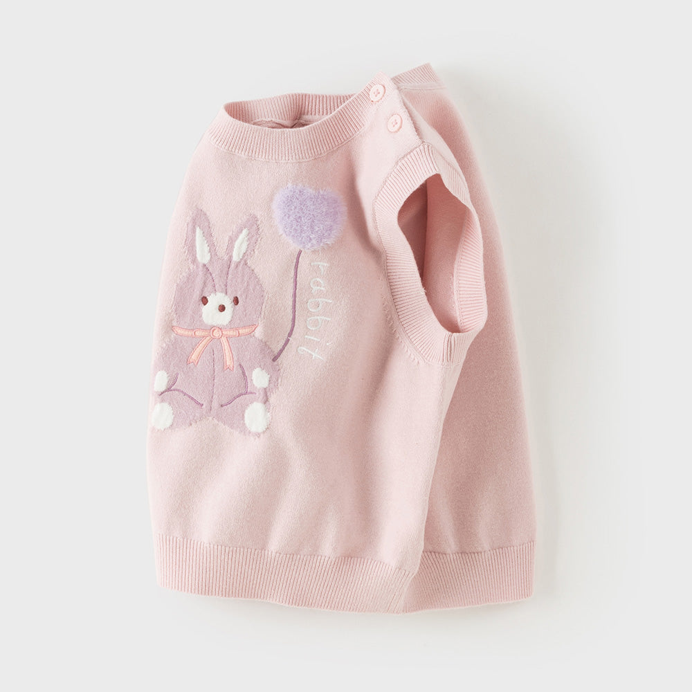 Dave&Bella Toddler Girls/Boys Pink/Blue Cute Rabbit/Dog Print Knitted Vests