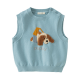 Dave&Bella Toddler Girls/Boys Pink/Blue Cute Rabbit/Dog Print Knitted Vests
