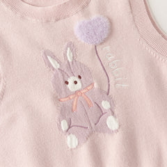 Dave&Bella Toddler Girls/Boys Pink/Blue Cute Rabbit/Dog Print Knitted Vests