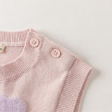 Dave&Bella Toddler Girls/Boys Pink/Blue Cute Rabbit/Dog Print Knitted Vests