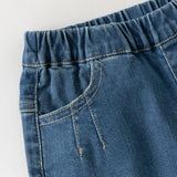 Dave&Bella Toddler Girls Denim Blue Loose Straight Leg Denim Versatile Jeans
