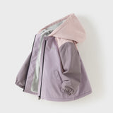 Dave&Bella Kid Girls/Boys Purple/Blue Fleece-lined Outdoor Hooded Jackets