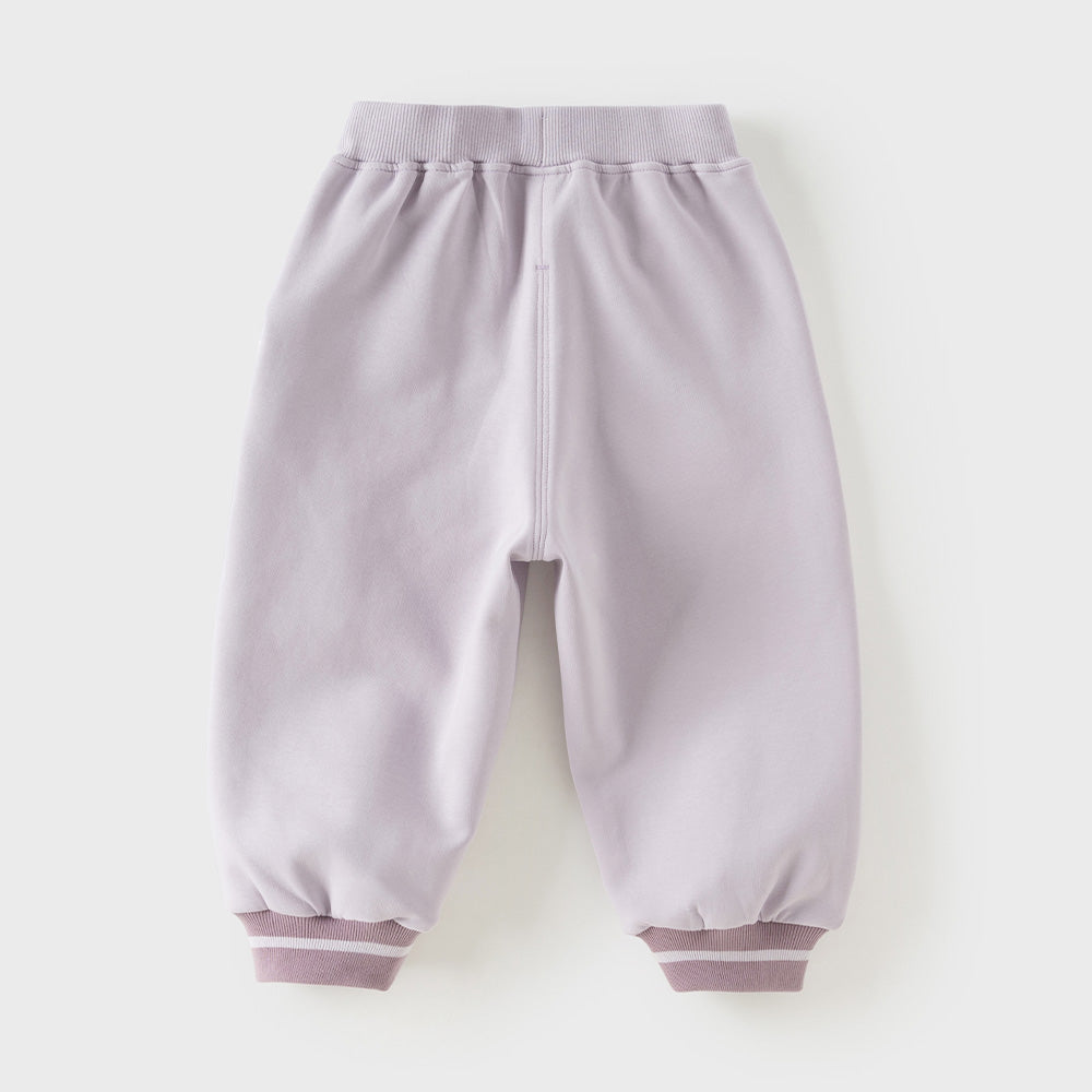 Dave&Bella Toddler Girls Purple/Dark Gray Rabbit Comfortable Outdoor Loose Pants