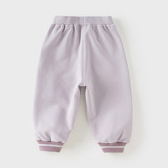 Dave&Bella Toddler Girls Purple/Dark Gray Rabbit Comfortable Outdoor Loose Pants
