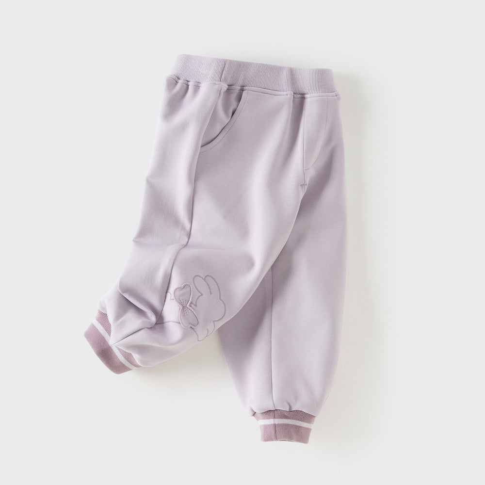 Dave&Bella Toddler Girls Purple/Dark Gray Rabbit Comfortable Outdoor Loose Pants