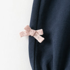 Dave&Bella Toddler Girls Grey/Navy Cotton Soft Loose Adjustable-waistband Sweatpants